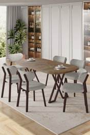 Hanah Home Axton - Atlantic Pine, Grey - Juego de mesa y sillas de 7 piezas